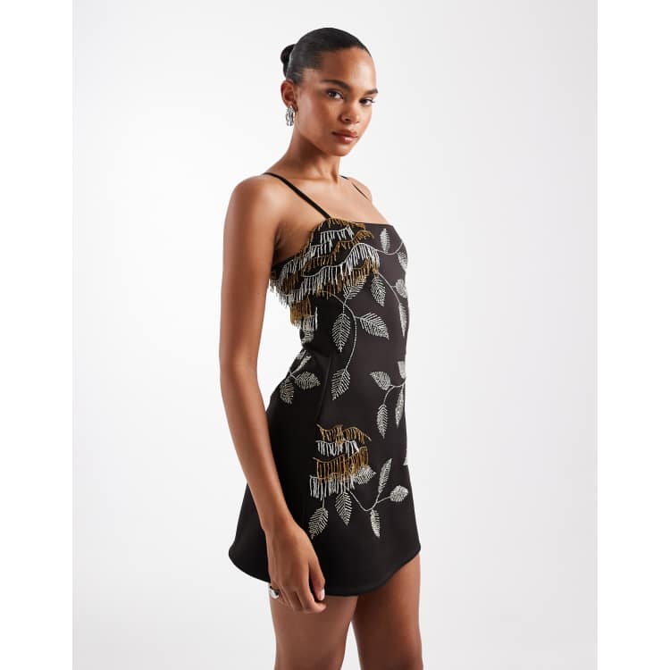slim fit dress slacks René the Label Mirrorball Hand Beaded Mini Dress – Mia Bella Couture