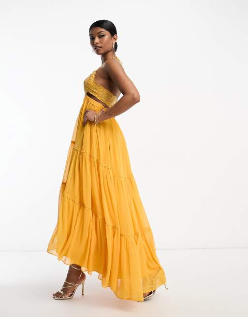 Mustard formal hot sale gown