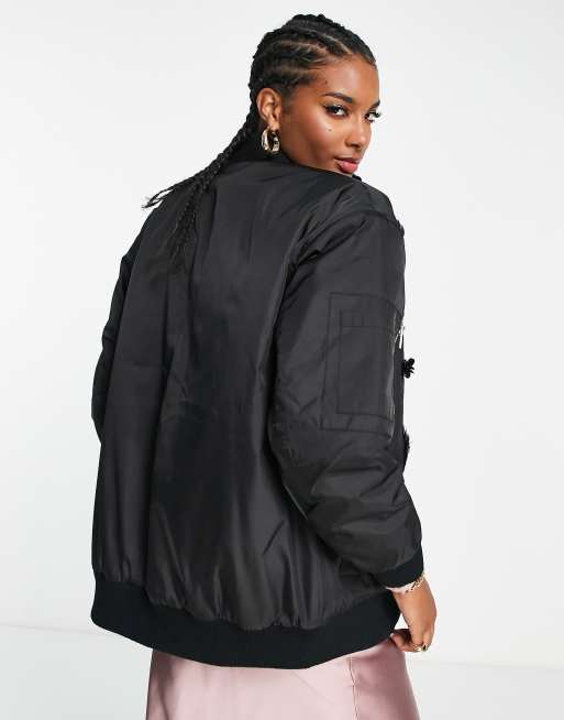 ASOS DESIGN embellished bomber jacket in black | ASOS