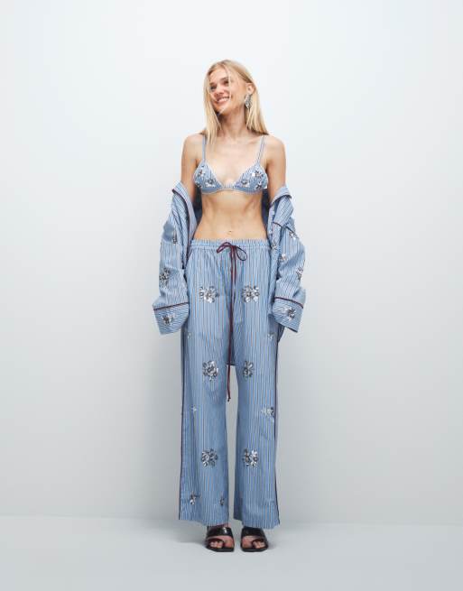 ASOS DESIGN embellished bralette in stripes - part of a set, 2 of 11