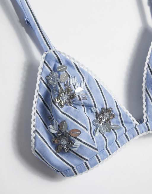 ASOS DESIGN embellished bralette in stripes - part of a set, 7 of 11