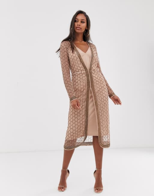 ASOS DESIGN embellished bronze robe midi dress