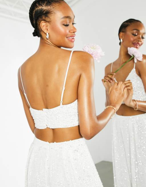 White bridal hotsell crop top