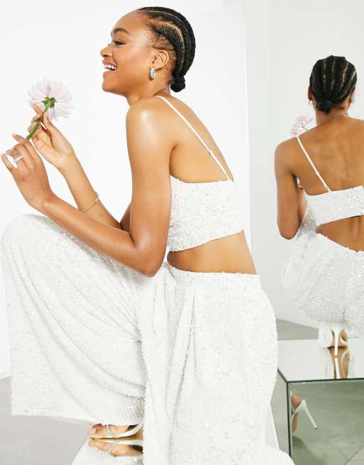 White bridal 2025 crop top