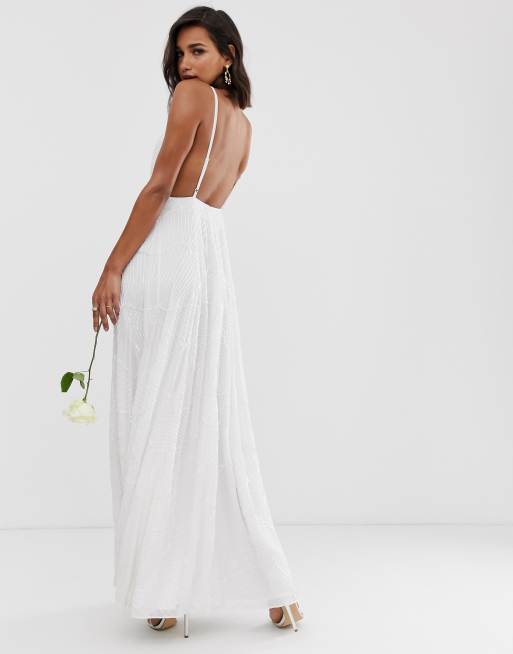 ASOS Edition Eva Embellished Cami Midi Wedding Dress, 10 Backless Wedding  Dresses That Are Playful Yet Elegant