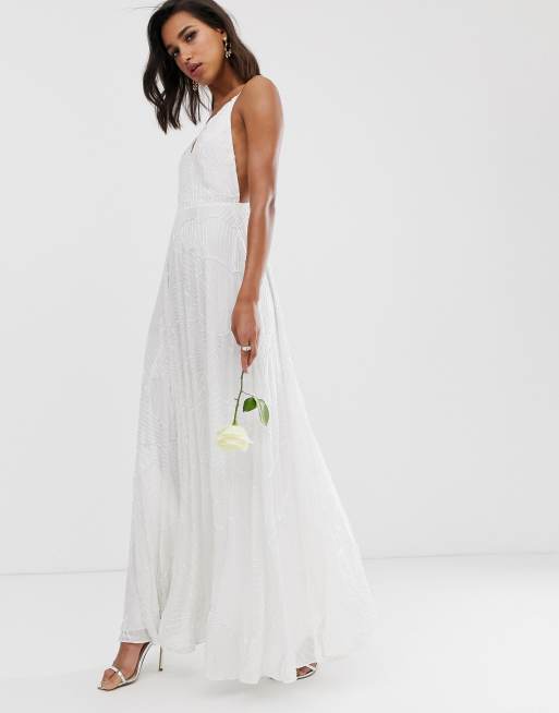 ASOS Edition Eva Embellished Cami Midi Wedding Dress, 10 Backless Wedding  Dresses That Are Playful Yet Elegant