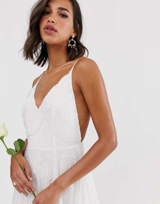 asos edition sequin cami wedding dress ASOS Bridal, Josie Sequin Cami Wedding Dress New Wedding Dress Save 53%