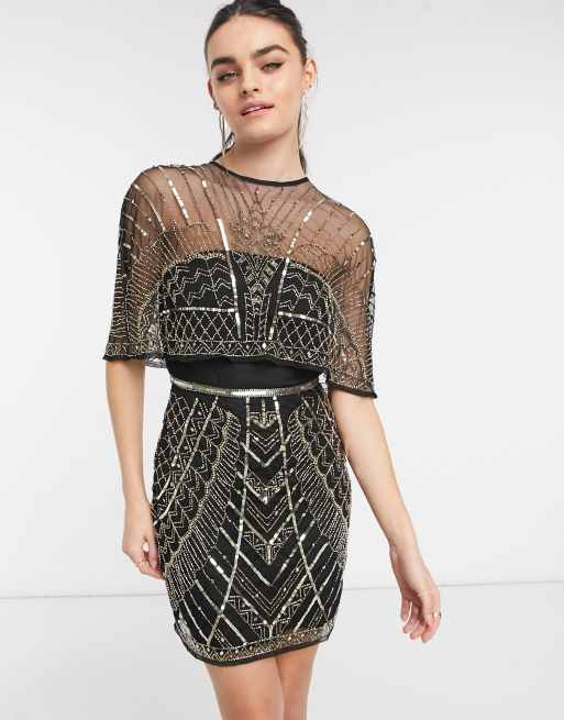 Asos embellished sale cape dress