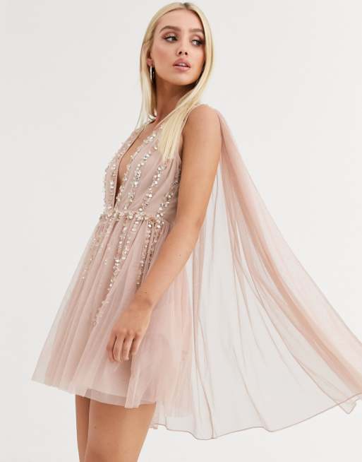 Asos embellished outlet cape dress