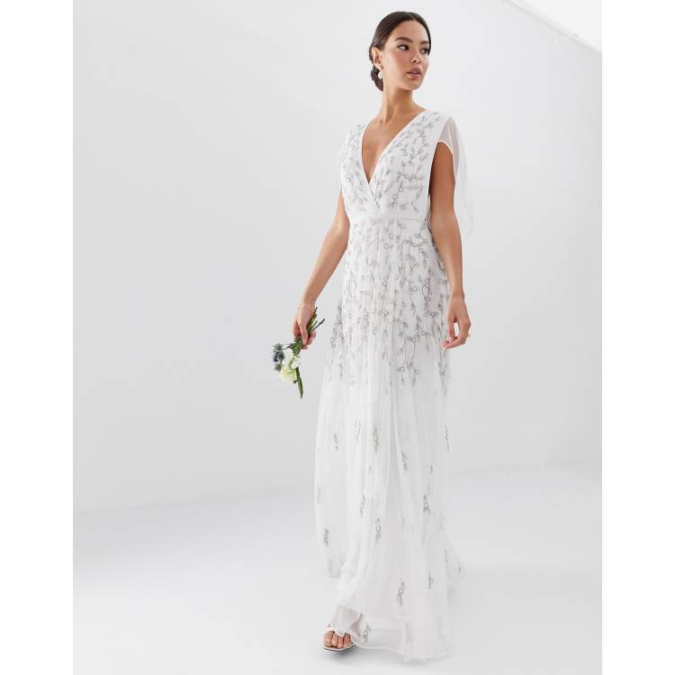 Asos edition cross sale front cape wedding dress