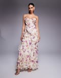 [ASOS DESIGN] ASOS DESIGN embellished chiffon cami ruffle maxi dress in ivory floral-Multi 16 Ivory floral