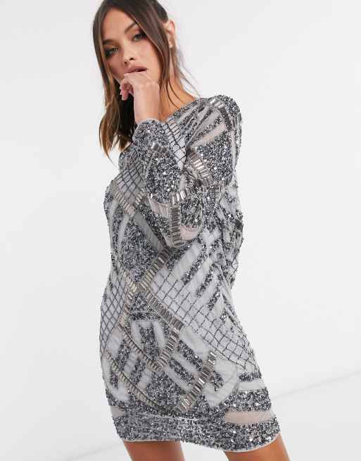 Asos grey hotsell embellished dress