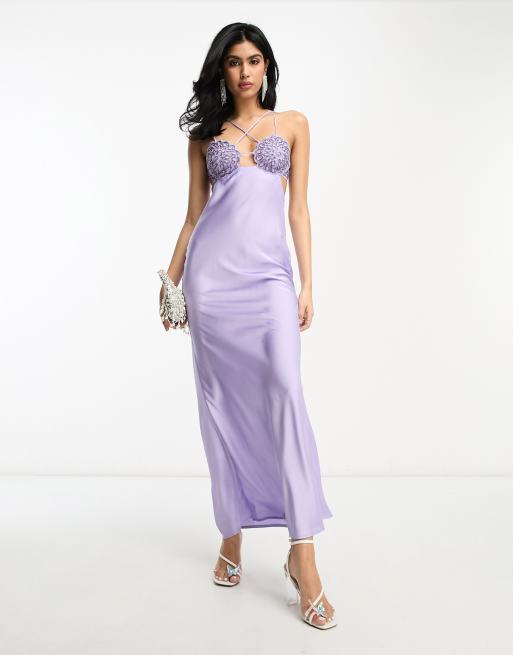 Sleeveless Crochet Maxi Dress - Purple