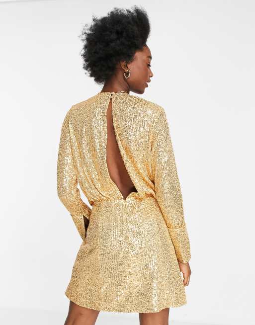 Asos gold hot sale dress