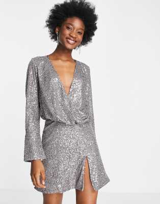 asos silver gown