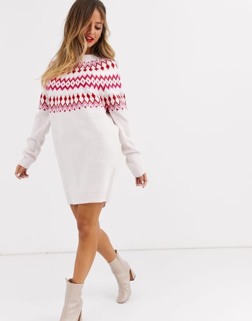 ASOS DESIGN embellished fairisle christmas jumper dress