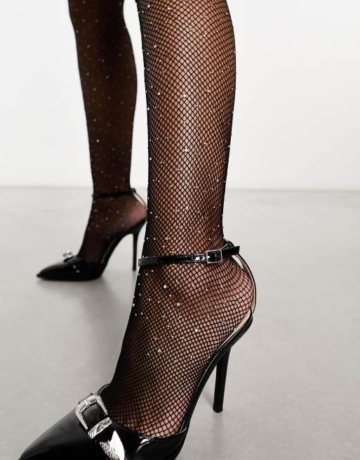 ASOS DESIGN calf length fishnet socks in black