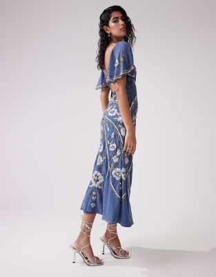 asos design midi dress with pretty floral and bird embroidery Asos Tall Asos Design Tall Midi Dress With Pretty Floral And Bird Embroidery,  $100 | Asos