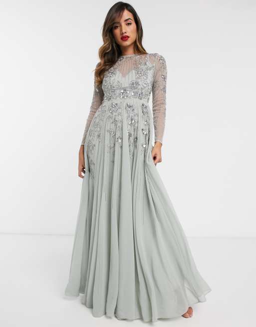 Occasion maxi dress with sleeves sale