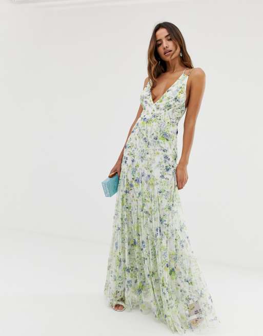 Asos long floral dress sale