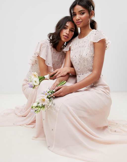 asos flutter sleeve wedding dress