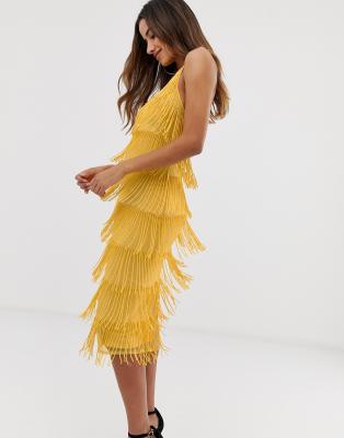 asos design embellished fringe blazer dress