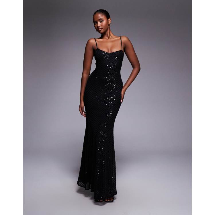 azazie black bridesmaid dresses Montage M906 Sequin Long Formal Removable Sleeve Evening Dress