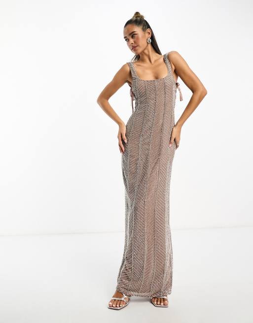 Asos silver outlet maxi dress