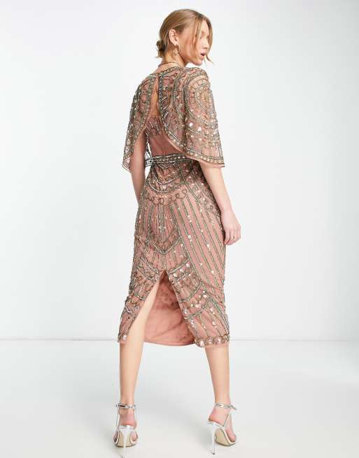 asos design kimono midi dress with delicate beaded embellishment ASOS DESIGN embellished kimono with gem detail
