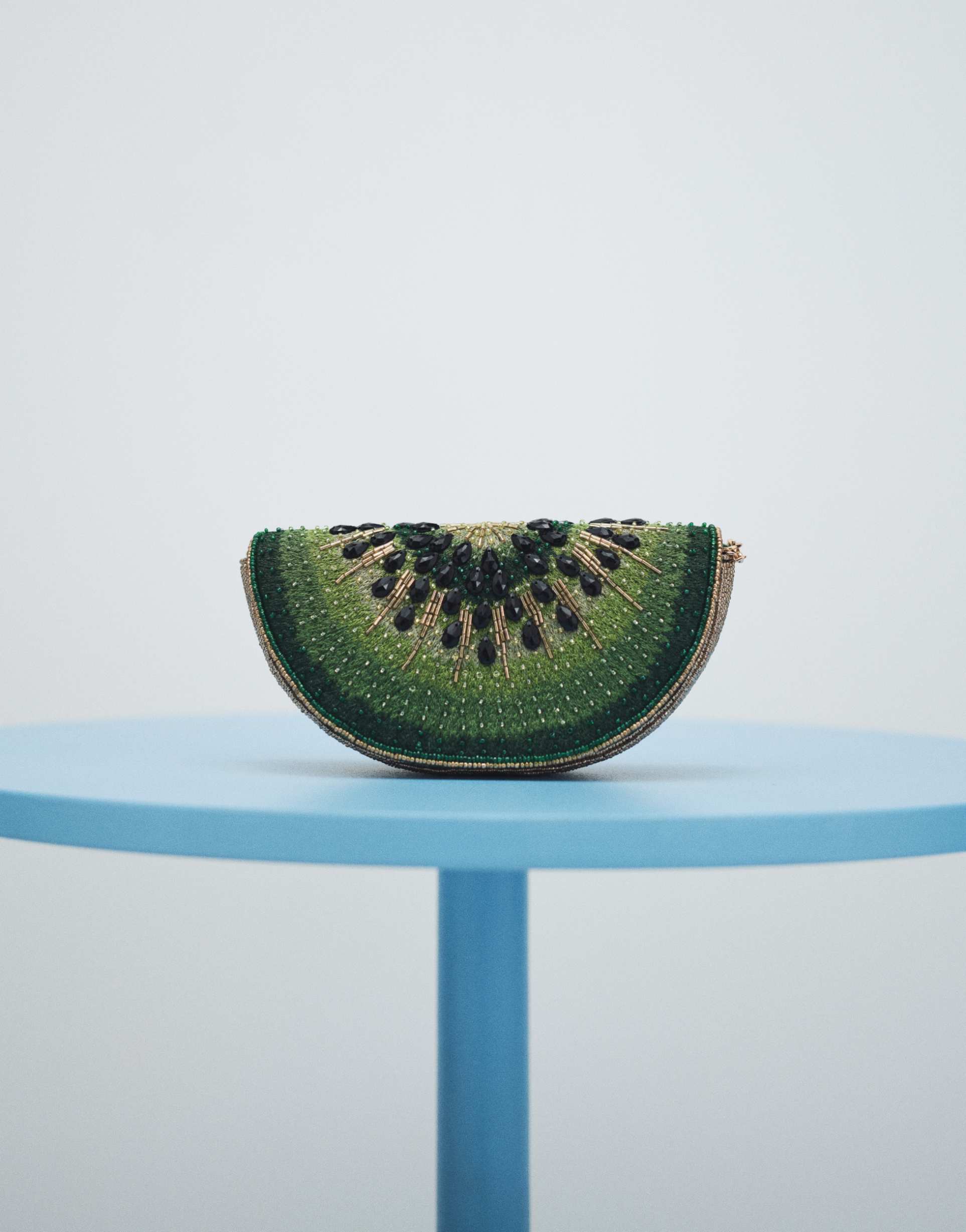 asos design embellished kiwi crossbody clutch purse in green