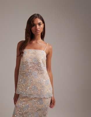 Asos Design Embellished Lace Cami Top Coord In White