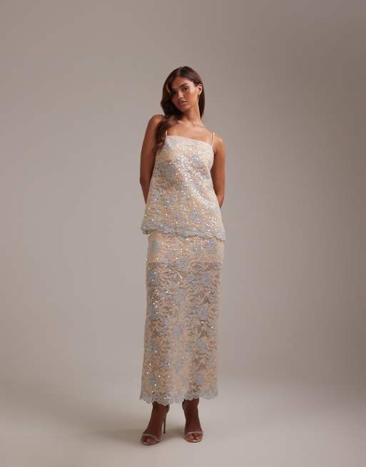 ASOS DESIGN embellished lace cami top coord in ivory, 2 of 5