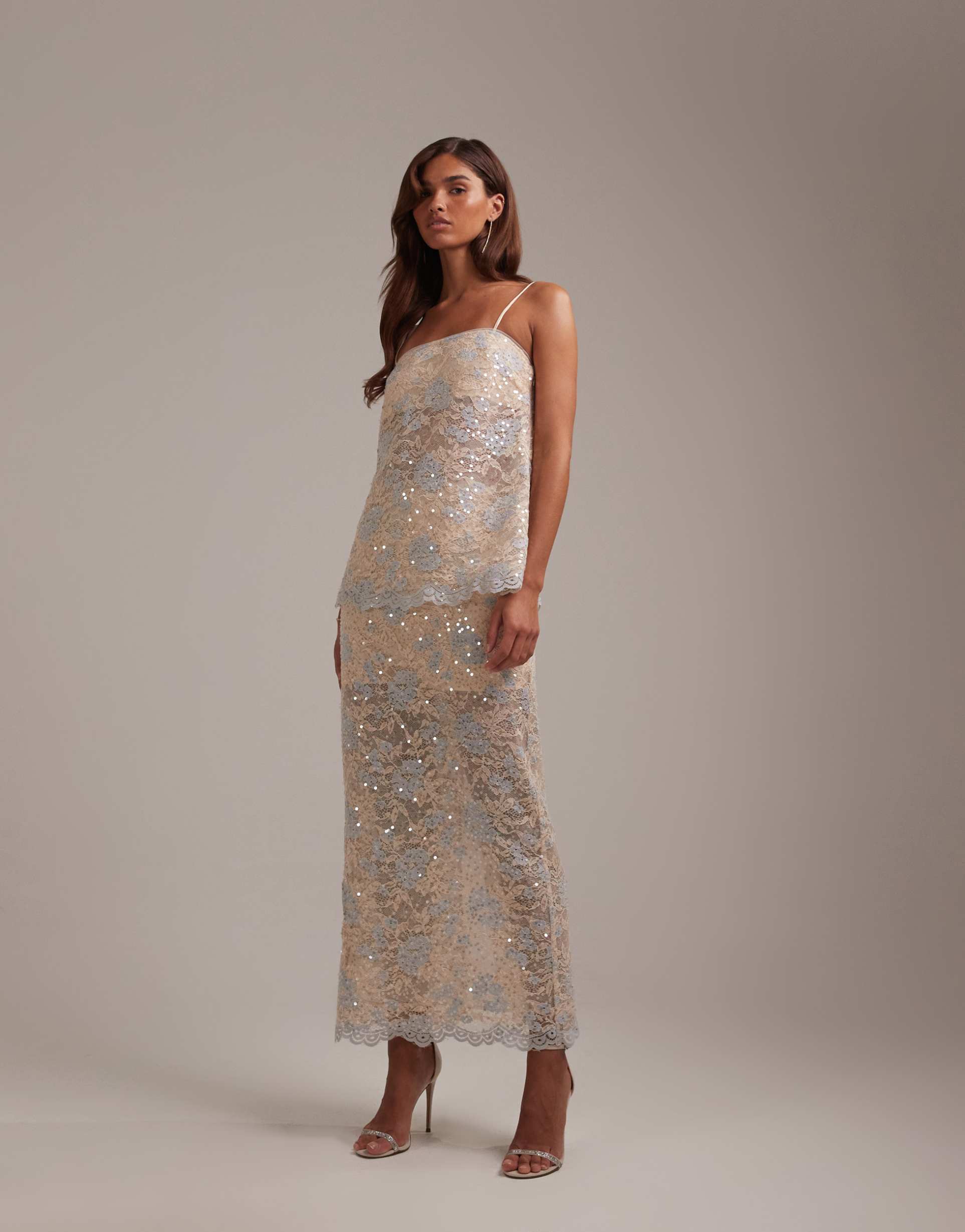 asos design embellished lace skirt in ivory - part of a set