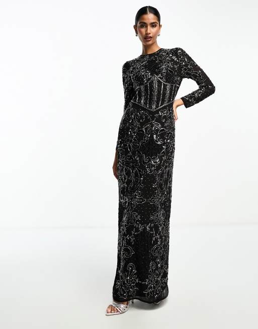 Embellished floor 2025 length dress