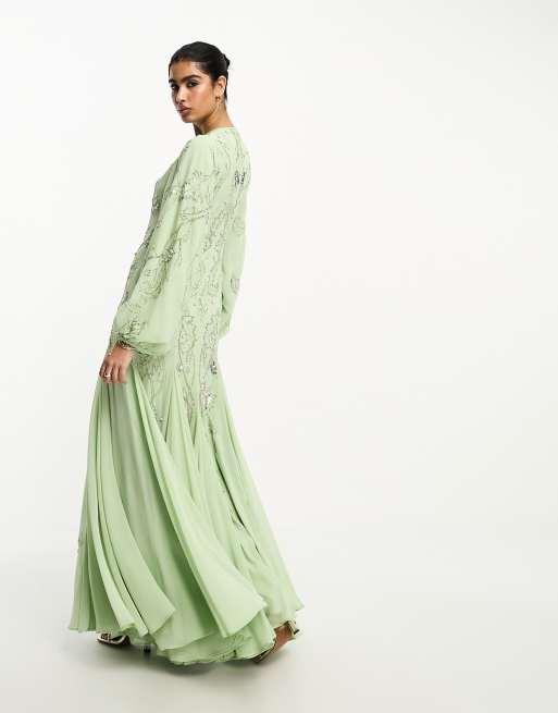 Asos green long sleeve dress on sale