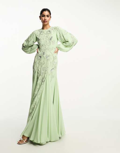 Green maxi 2024 dress asos