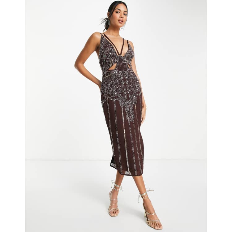 madison embellished cut out midi dress Madison Cut-Out Bodysuit in Black