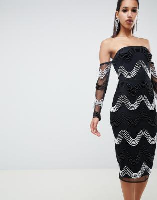 luxe strapless embellished midi dress