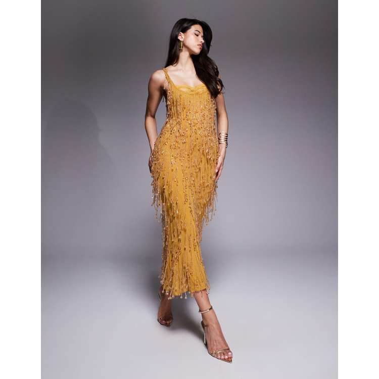 gold dress river island Betsy & Adam Women's Sleeveless V-Neck Gown - Navy/Gold