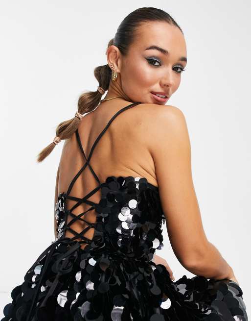 Asos black prom dress sale