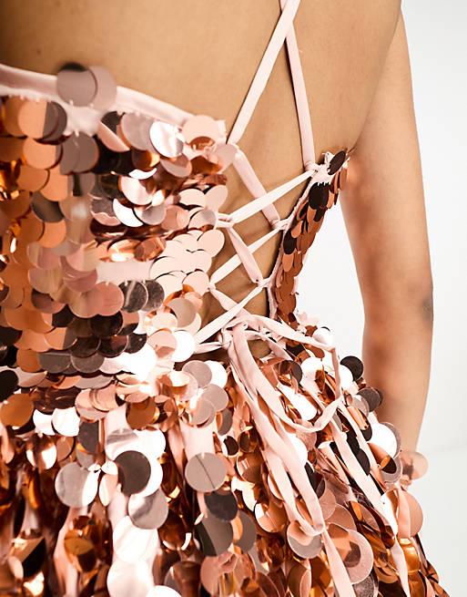 ASOS DESIGN embellished mini corset prom dress with oversized disc