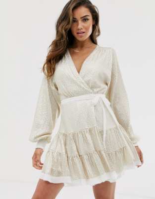 white sequin skater dress