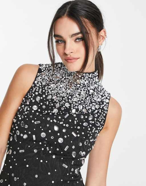 Asos black embellished outlet dress