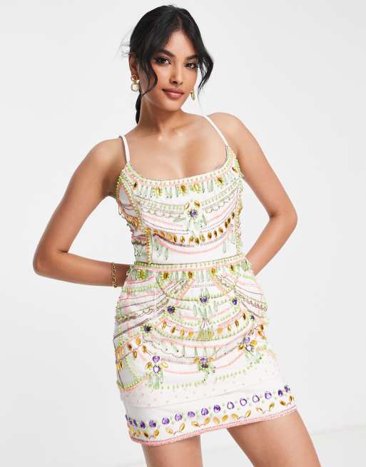 Asos white embellished store dress