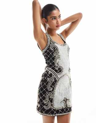 Besos Pearl Hem Mini Dress Black
