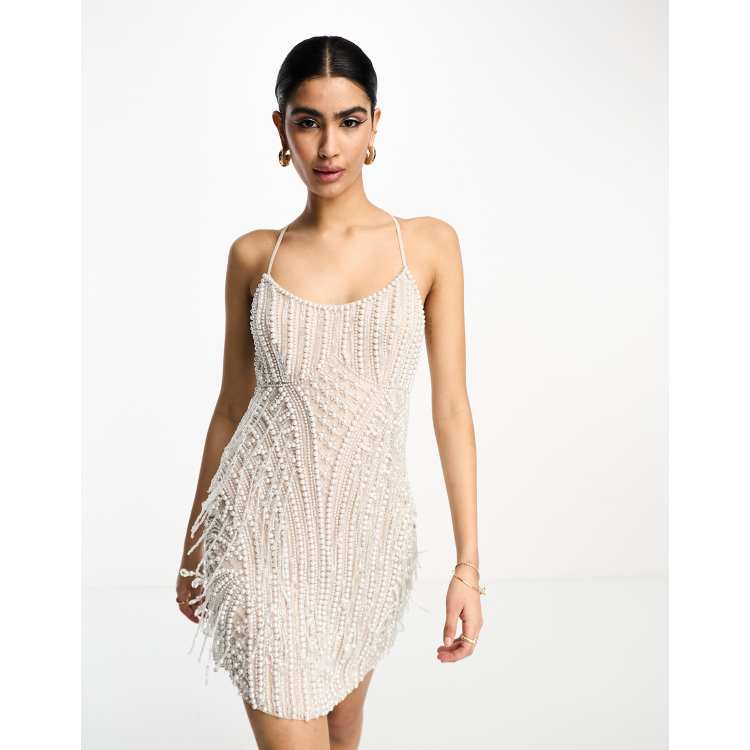 Asos pearl cheap embellished dress