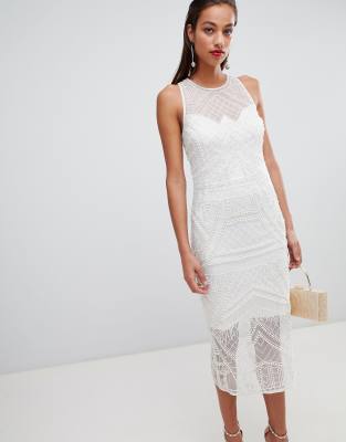 white fringe midi dress
