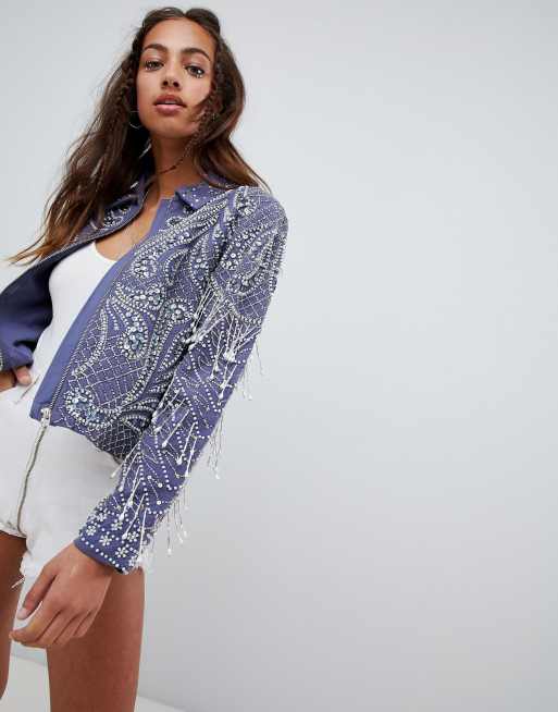 Asos pearl sale embellishment jacket