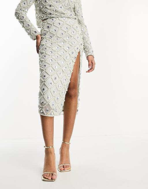 Asos cream midi clearance skirt