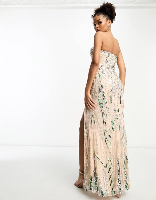 Bandeau Sheer Woven Maxi Dress